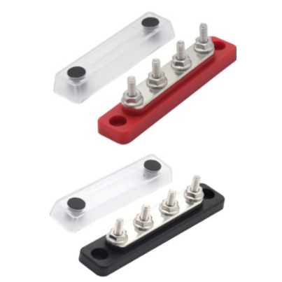 PACK Busbar de Distribution Négatif et Positif Hybride  | 4 x M6   150A avec Capot de Protection Transparent