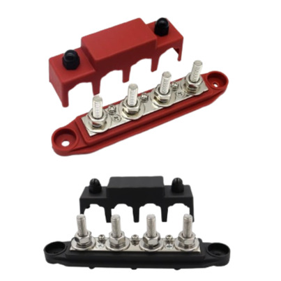 PACK Busbar de Distribution Négatif et Positif Hybride  | 4 x M8  250A avec Capot de Protection Transparent