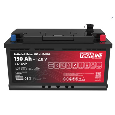 Batterie Lithium LN5 LiFePO4 12V 150 Ah  4500 Cycles | Forte Capacité 1920 Wh -   VECHLINE