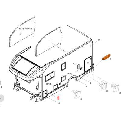 Bas de caisse avant gauche  - Challenger 264 modèle graphite 2021 -