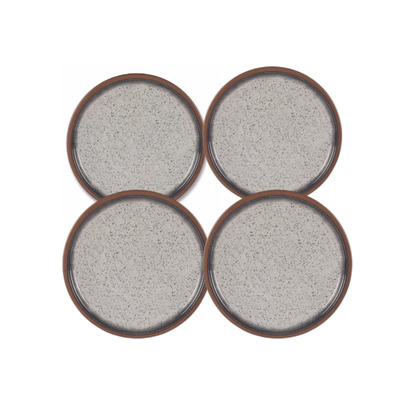 Lot de 4 assiettes plates - Farmhouse Ø 20 cm | Collection Artisan Mélamine | Style Rustique Moucheté - KAMPA