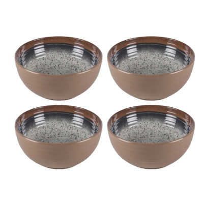 Lot de 4 Bols - Farmhouse Ø18  cm | Collection Artisan Mélamine | Style Rustique Moucheté - KAMPA