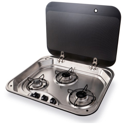 Réchaud - 3 FEUX - 570 x 450 mm - NOIR/ARGENT -  CARBEST