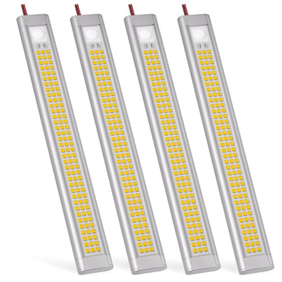 Lot de 4 réglettes LED 12V d'intérieur en aluminium avec interrupteur