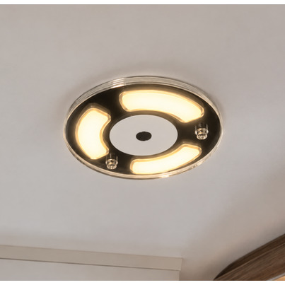 Plafonnier LED tactile miroir -  Ø 70 mm - 12/24V - BLANC CHAUD  avec veilleuse BLEUE