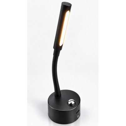 Liseuse LED flexible silicone NOIR 12V 2W avec variateur tactile & port USB-C (3000K)