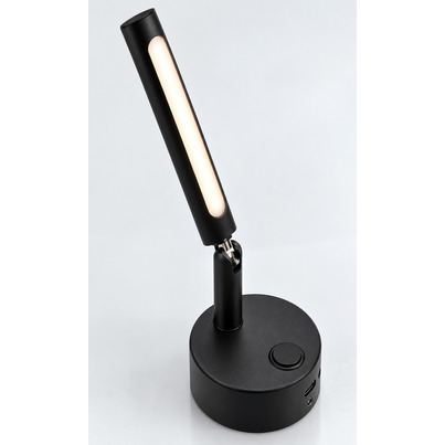 Liseuse LED orientable sur rotule noire 12V 2W avec variateur tactile & port USB-C (3000K)
