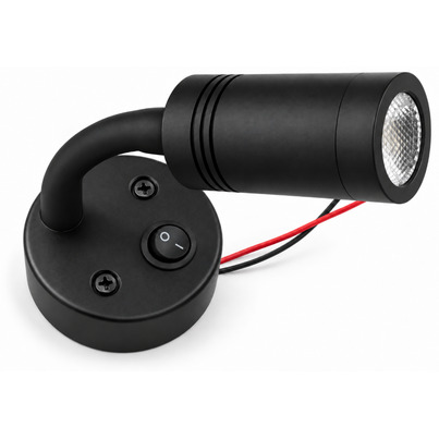 Liseuse LED 12V High Power 2W avec Variateur PWM & Interrupteur à Bascule — Flexible Noir & Fixation Invisible