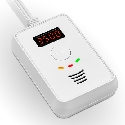 Détecteur Combiné Gaz & Monoxyde de Carbone Intelligible — Écran LCD, Alarme Vocale 85 dB & Coupure Automatique