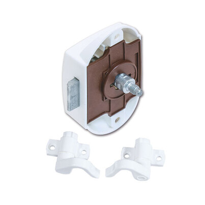 ATTENTION Produit imparfait | SERRURE PUSH-LOCK BLANCHE AVEC CROCHETS D+G VENDU A L'UNITE