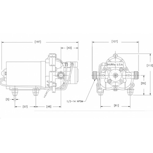 Pompe 12volts 7 litres minute avec filtre et raccord 2095 - SHURFLO